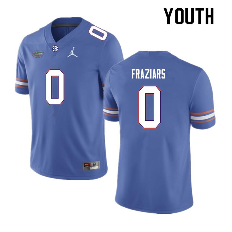 Youth NCAA Florida Gators Ja'Quavion Fraziars #0 Stitched Authentic Nike Royal College Football Jersey FKH8165VI